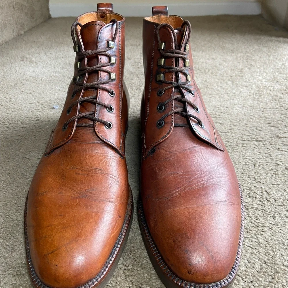 Men's Brown Leather Boots - Picture 1 of 9